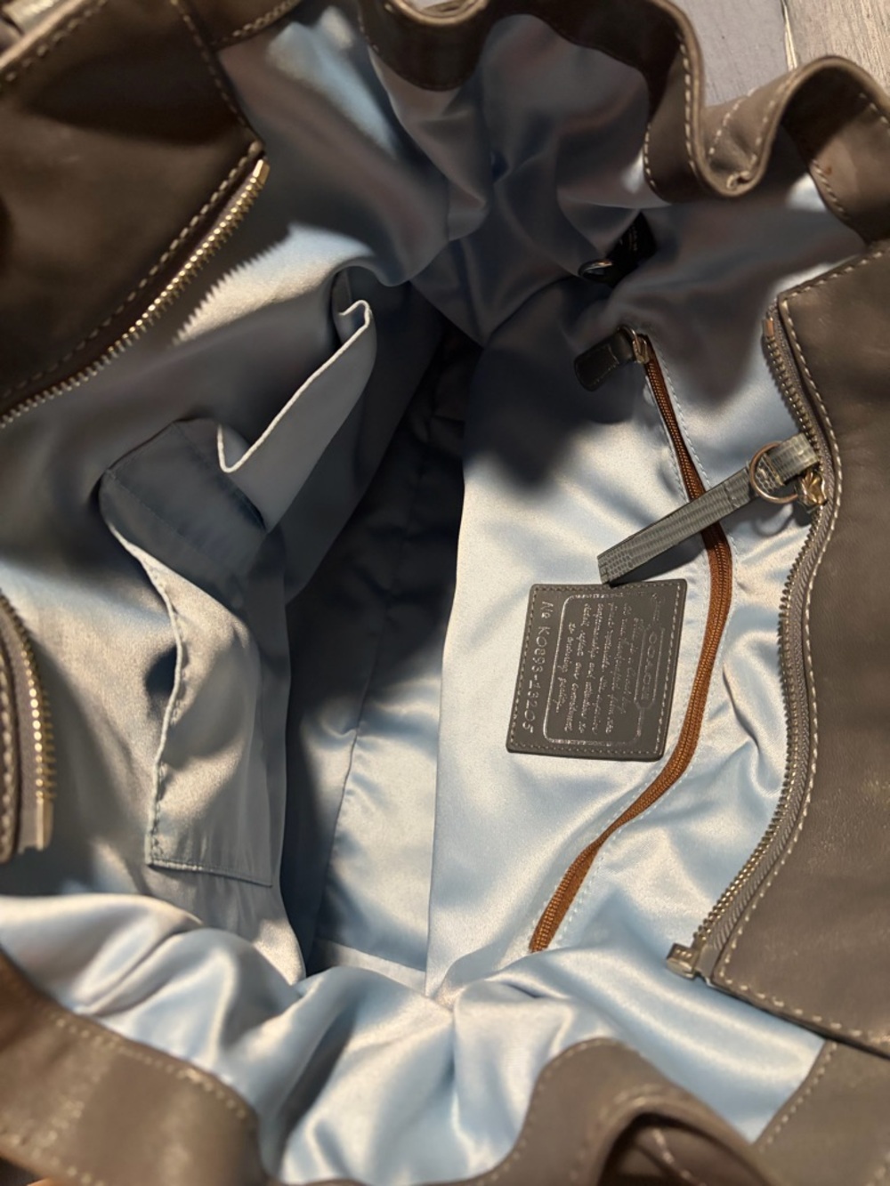 COACH LEGACY NS METALLIC GRAY XL LEATHER BUSINESS TOTE - Picture 3 of 7